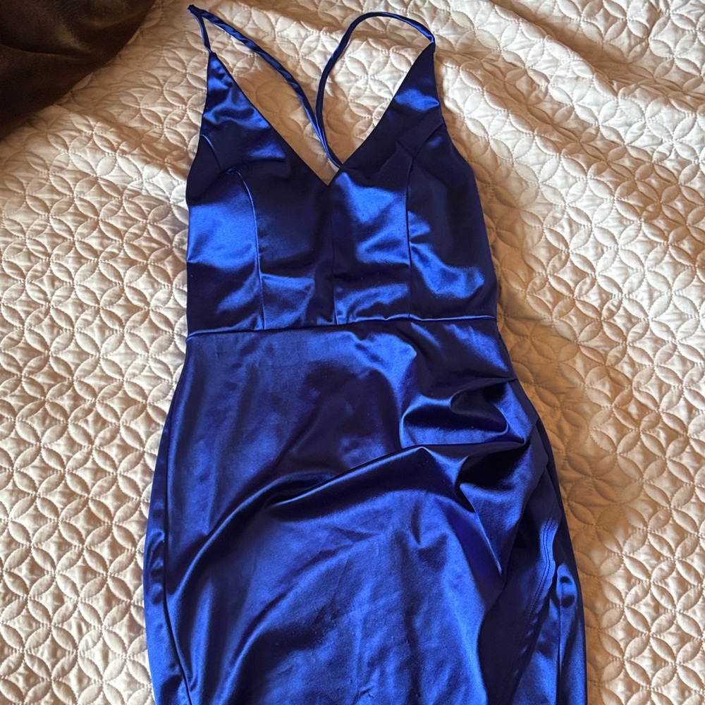 Elegant Blue Satin Dress